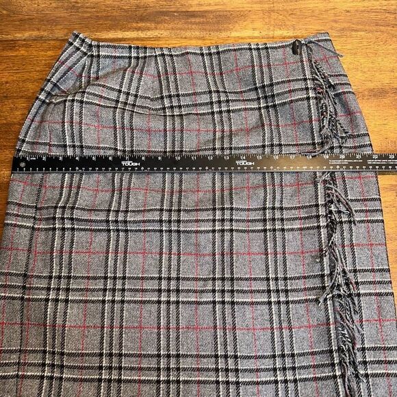 VTG Sag Harbor Plaid Faux Wrap Wool Blend Skirt - Picture 6 of 6
